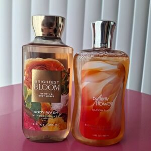Bath & Body Works BRIGHTEST BLOOM Body Wash & BUTTERFLY FLOWER Bubble Bath Set